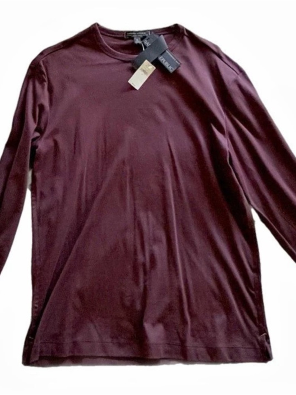 Banana Republic Luxury-Touch Long-Sleeve T-Shirt Burgundy
